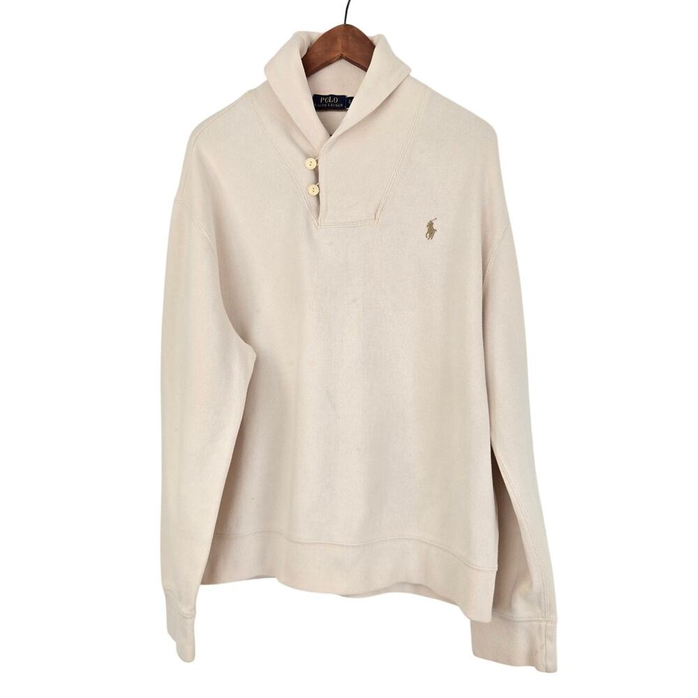 Classic Polo Ralph Lauren Shawl Collar Button Pullover Sweat Pony Logo Size XL
